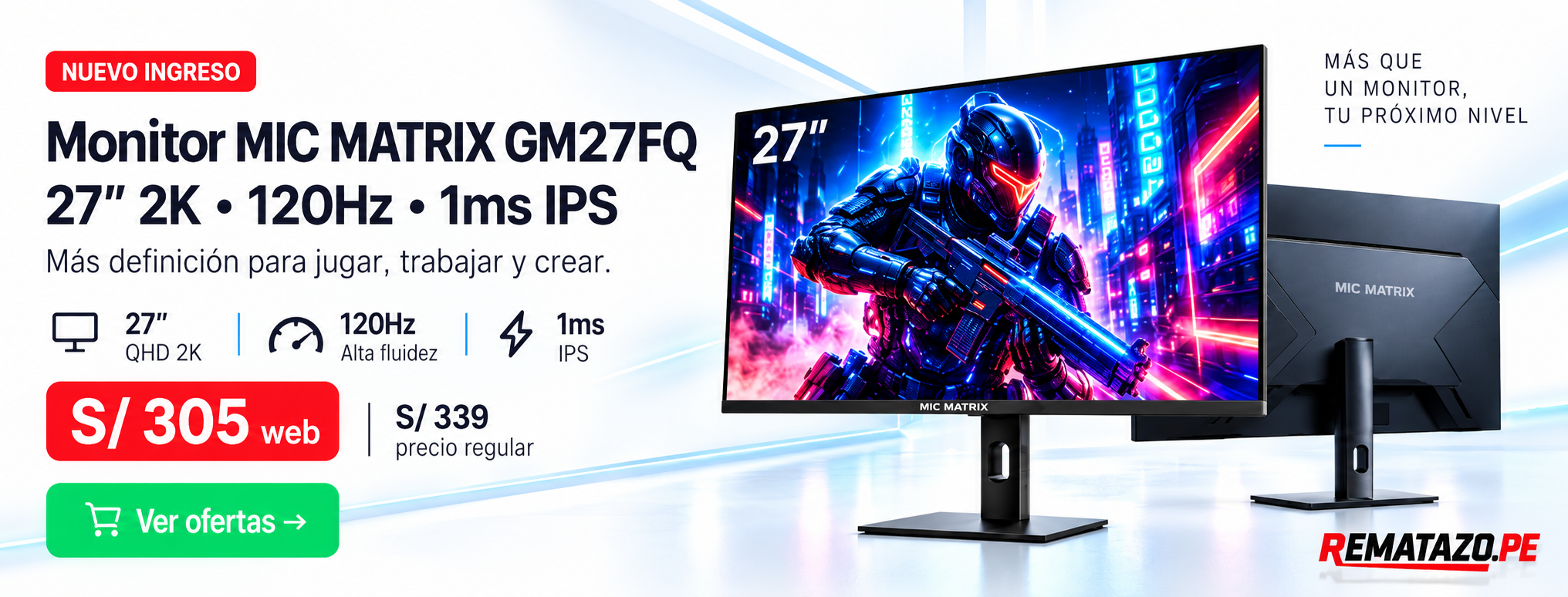 Monitor MIC MATRIX 27 pulgadas 2K 120 Hz