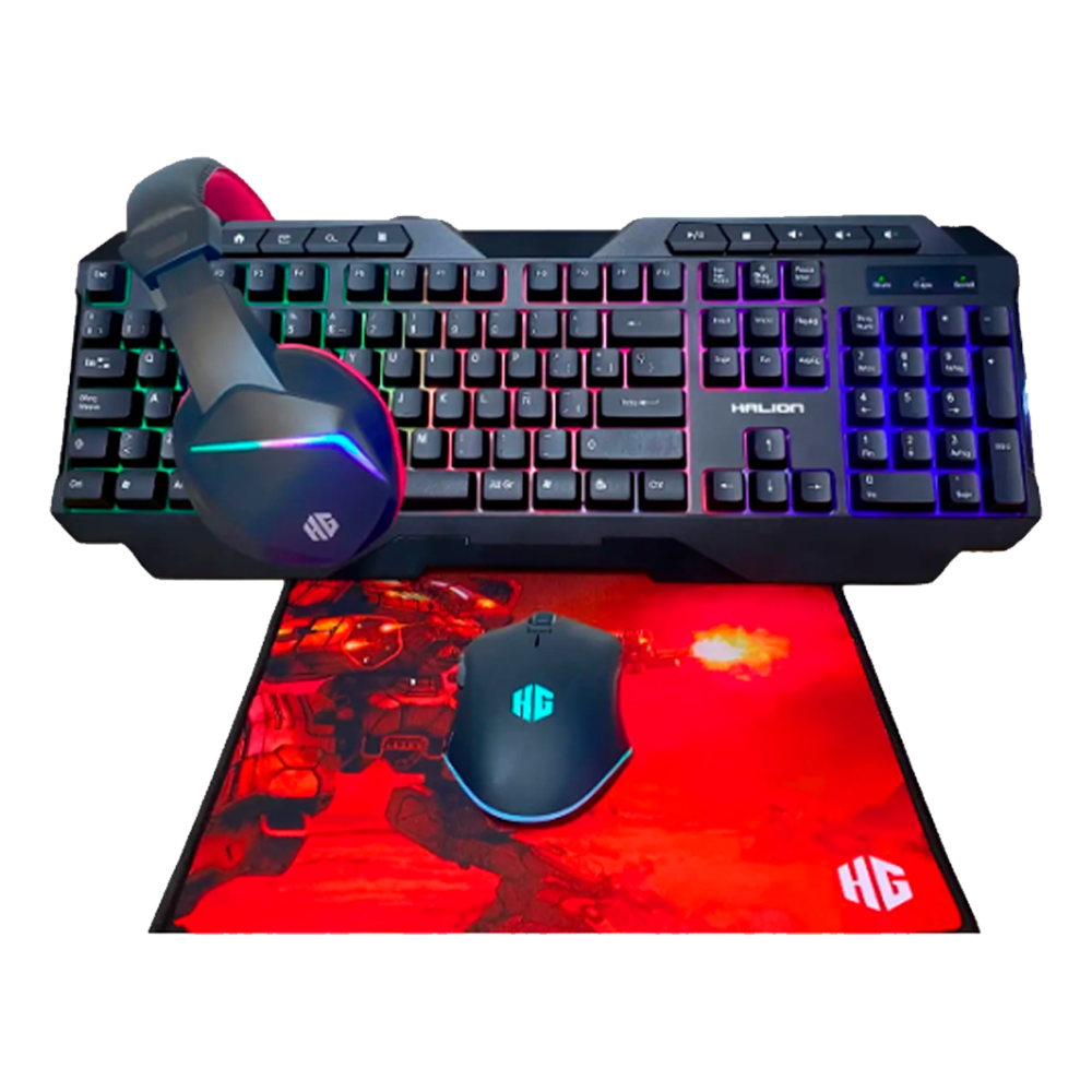 COMBO GAMER 4 EN 1 HALION MERCURY HA-404C TECLADO + MOUSE + AURICULAR 